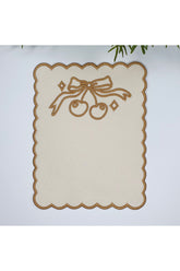 Vişne Tasarım Bej Rengi Altın Nakışlı Kumaş Kokteyl Peçetesi 1 Adet